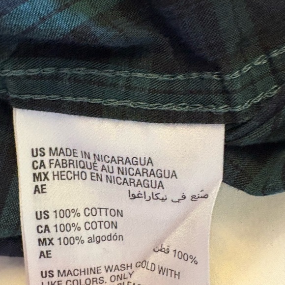 Club Room Performance Men's Regular Fit Navy and Green Checkered Shirt Size 18 - Picture 4 of 6